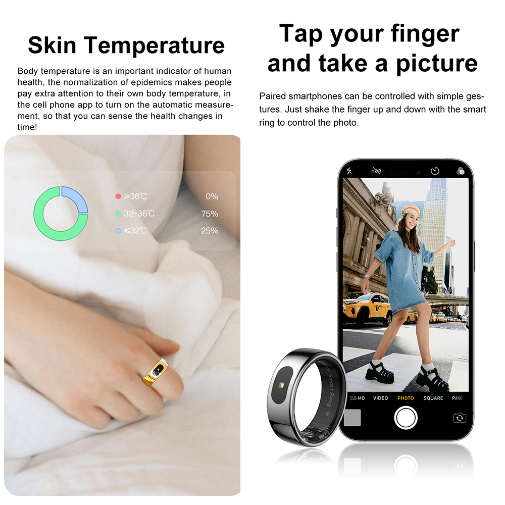 R08 Fitness Tracker Smart Ring - đánh giá và giá Temperature Ring Skin