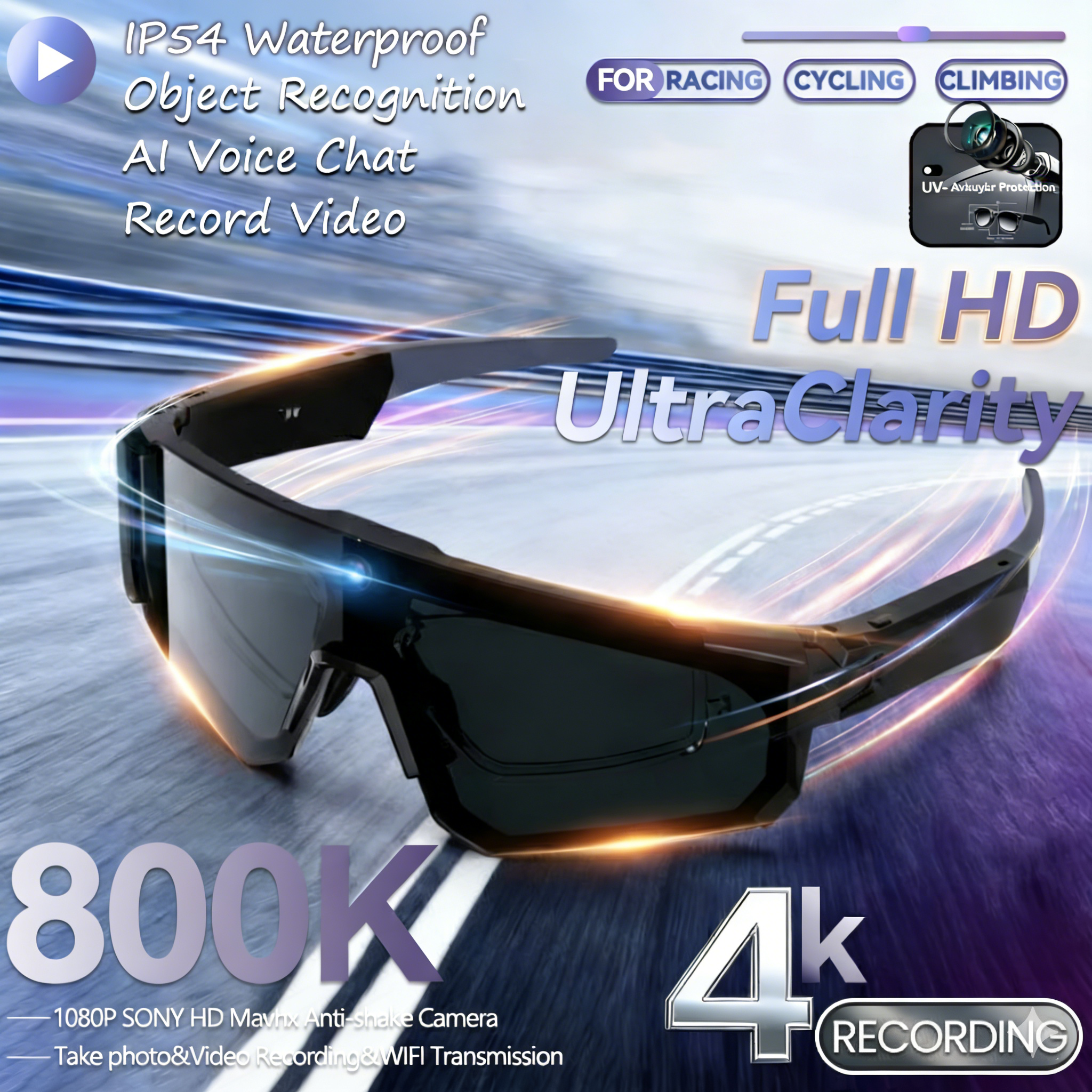 HD 4K 800WCamera 32GB Sport Sm - đánh giá và giá Smart Glasses Lens