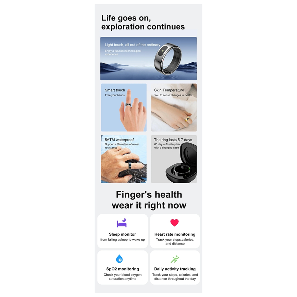 QA88X R08 Waterproof Smart Rin - đánh giá và giá Temperature Ring Skin