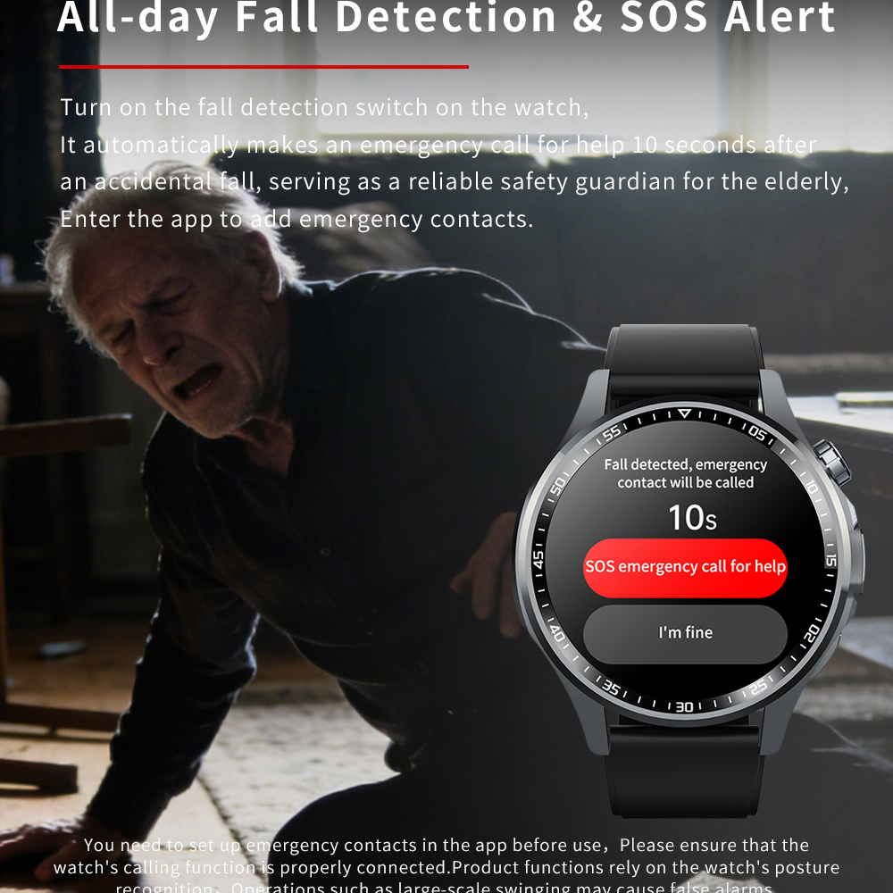 Men Smart Watch All Day Fall D - đánh giá và giá Fall Detection Watch