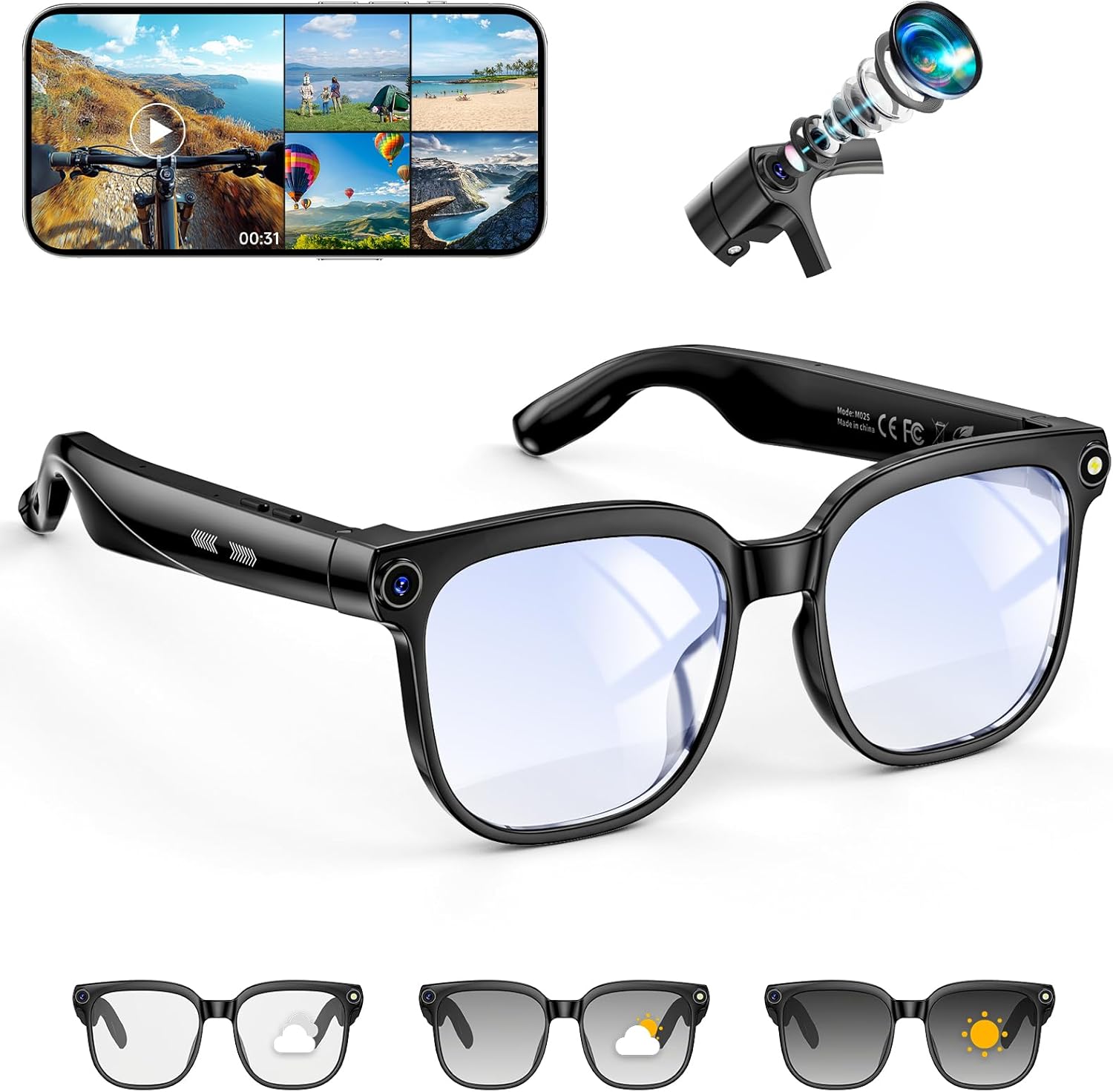 8MP Camera Smart Glasses: 4K P - đánh giá và giá Smart Glasses Lens